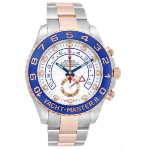 Rolex Yacht Master II Swiss Replica Watch | 4161 Super Clone Swiss Movement | White Dial Two Tone Bracelet Ref 116681