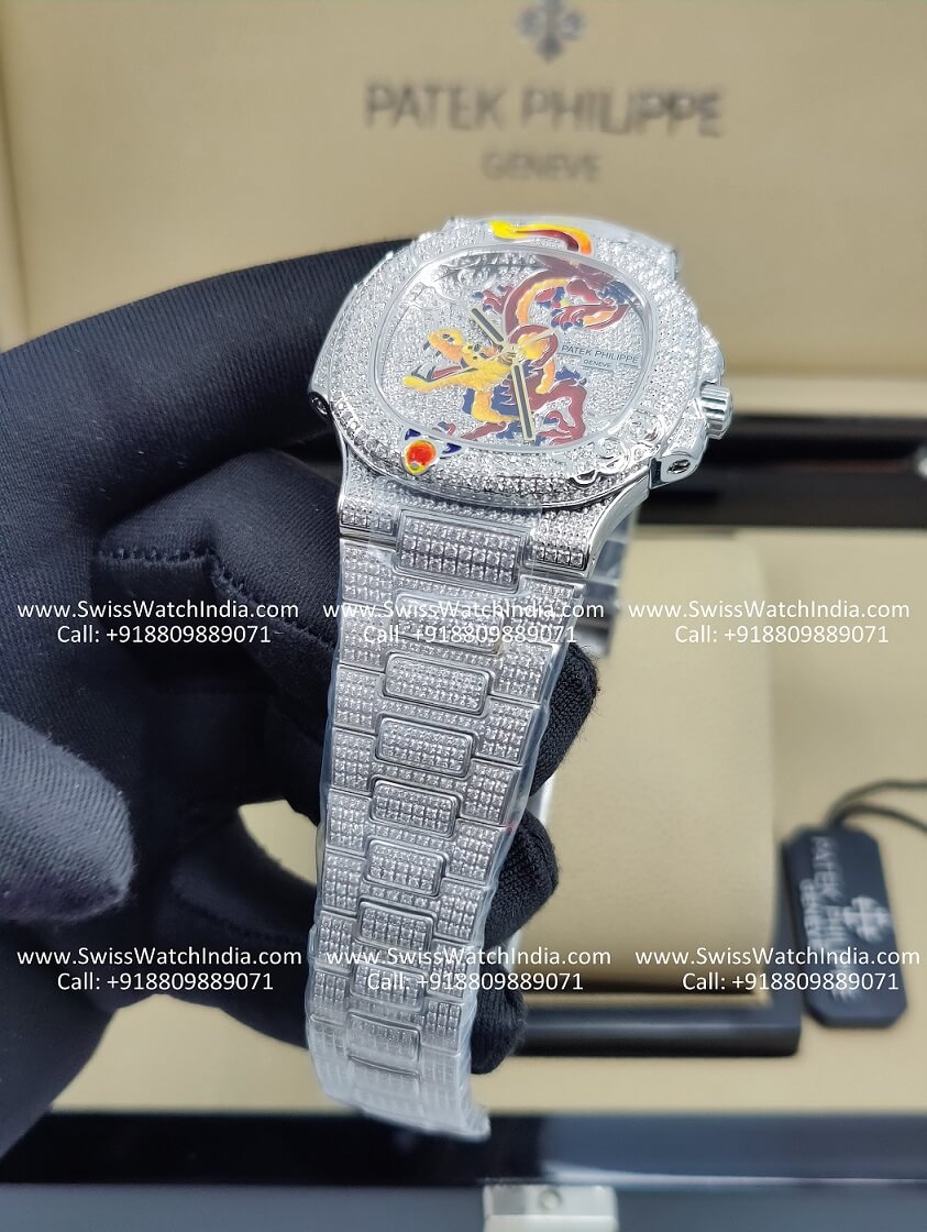 patek philippe iced out diamonds swiss replica watch